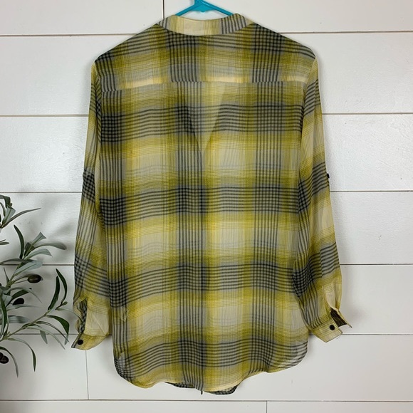 β πͺ΄$5/25πͺ΄ Xhilaration Yellow Black Plaid Button Down Shirt Tunic Top Small - Picture 4 of 9